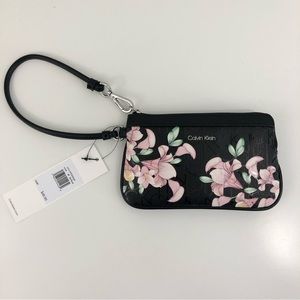 Calvin Klein Black Floral Wristlet